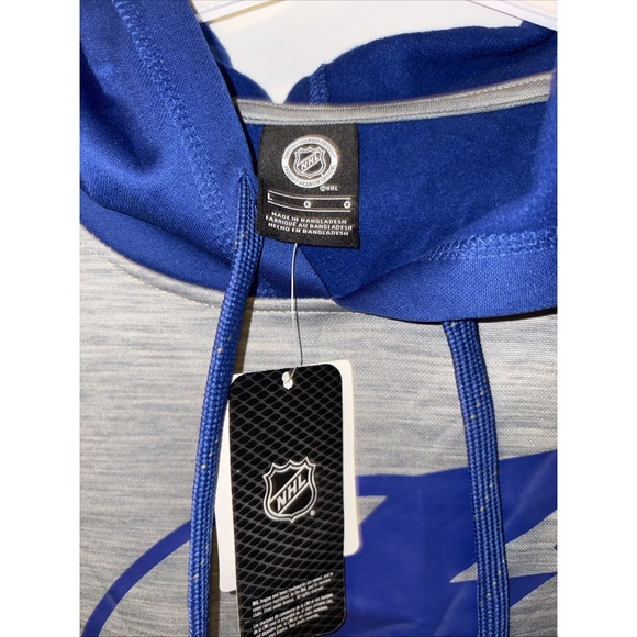 Tampa Bay Lightning NHL Performance Hoodie Gray & Blue Large Pullover Athletic - Picture 4 of 4